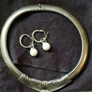 Gold Plated Necklace And Earring Set